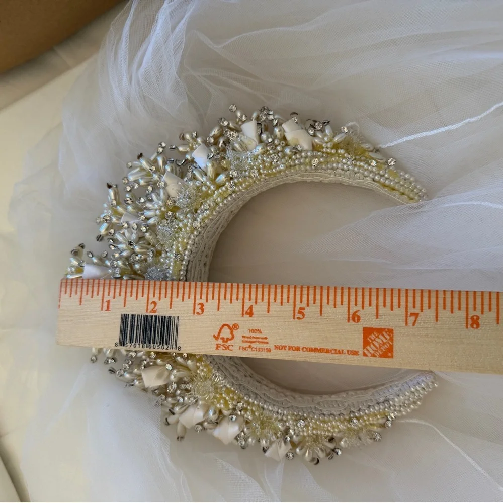 Vintage White and Gold Beaded Bridal Headband